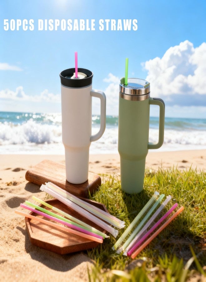 PAKCHOICE 50Pcs Neon Color Disposable Straws for 40 OZ Tumbler, 12 inch Extra Long Straws Disposable for Stanley 30 Oz 40 Oz Tumbler, Straw Individually Wrapped for Tumblers, Iced Coffee, Milk, Juice, Party Use - Image 5